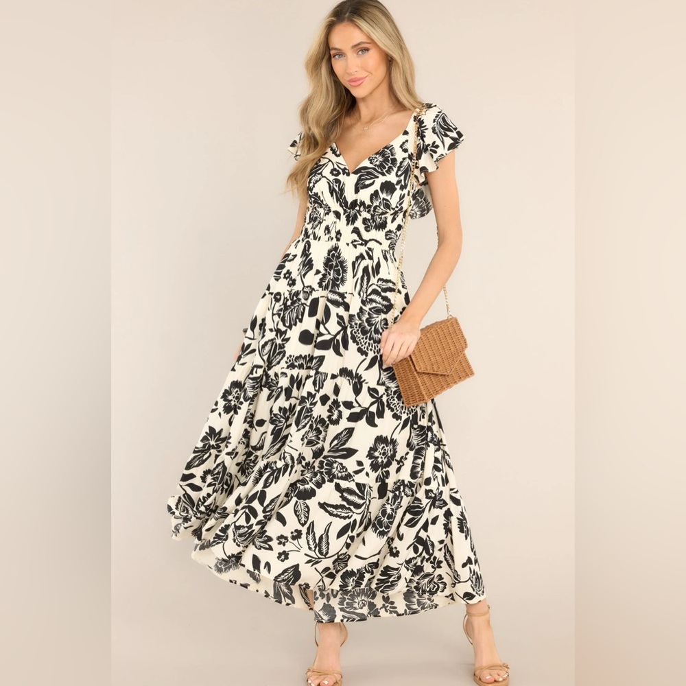 Black and Ivory Maxi Dress-Medium